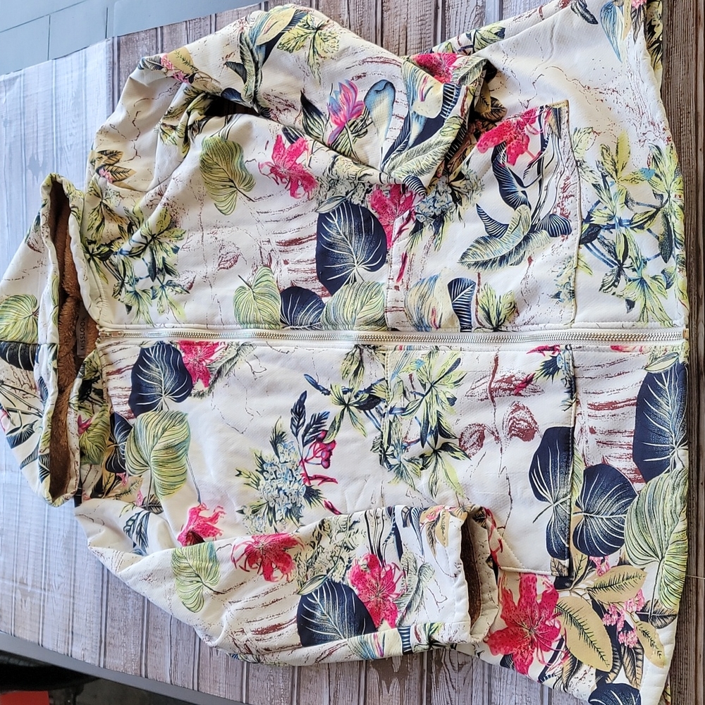 MissLook Floral Hooded Jacket Sz L